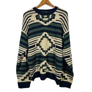 Vintage 90s High Sierra Geo Crewneck Sweater SW Long Sleeve Cozy Chunky - L